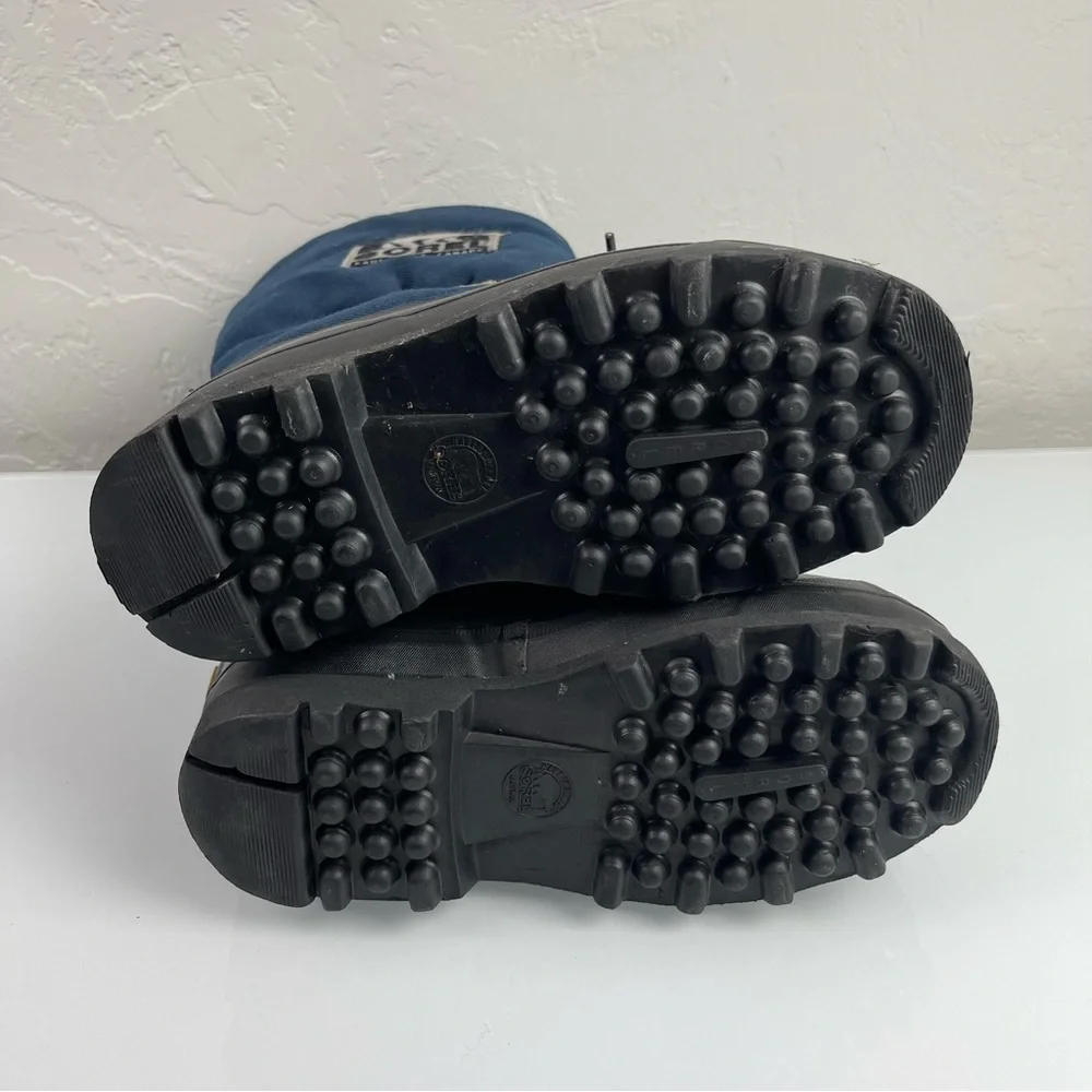 VTG‎ Sorel Boots Winter Snow Arctic Heavy Lined Blue Black Lace Up Heavyweight